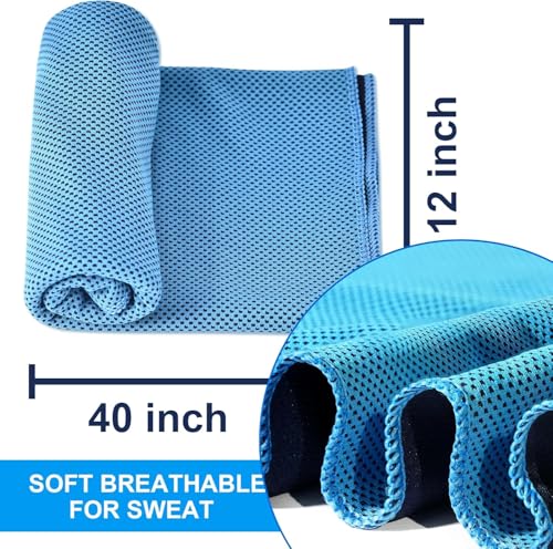 Amgico 4 Pack Cooling Towel for Neck and face(40"x12"), Cooling Neck Wraps, Quick Dry Towels, Ice Towel for Gym, Yoga, Running, Workout - color: Light Blue/Gray/Dark Gray/Black
