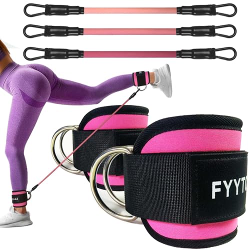 Ankle Resistance Bands with Cuffs - Workout for Gym&Home, Glute Butt Exercise Equipment,Ankle Weights for Lower Body, Shaping the Perfect Butt - color: Pink
