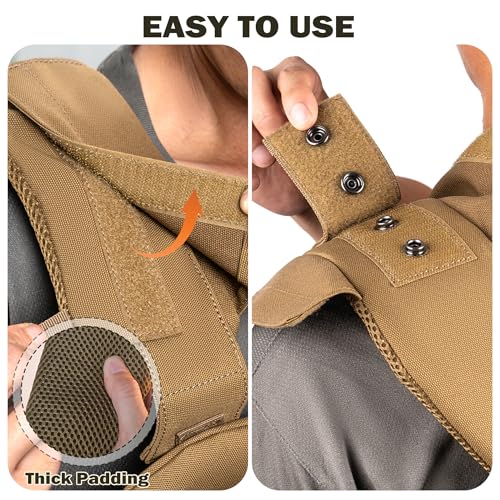 Adjustable Weighted Vest for Men Women – Tactical Vest for Rucking, HIIT & CrossFit, Fits 10x12 Plates, 600D Breathable Weight Vest & Exercise Vest for Strength Training, Weights Not Included - color: Khaki-1