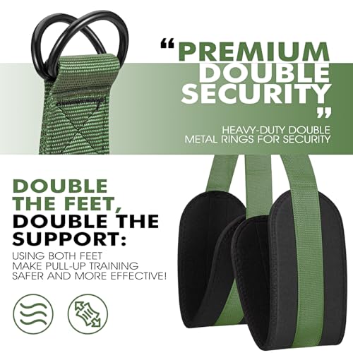 HPYGN Two Foots Pull Up Assistance Bands, Heavy Duty Resistance Band for Pull Up Bar, Adjustable Weight/Size with Fabric Feet/Knee Rest, Bands for Pull Up Assist for Strength Training, Pull Up - color: Army Green