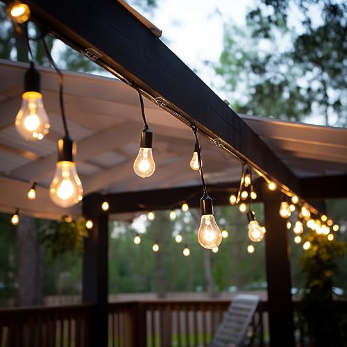 Hetyue Hooks for Outdoor String Lights Clips: 26Pcs Heavy Duty Light Hook | Outside Clear Cord Holders with Waterproof Adhesive Strips - Sticky Clip for Hanging Christmas Lighting Outdoors