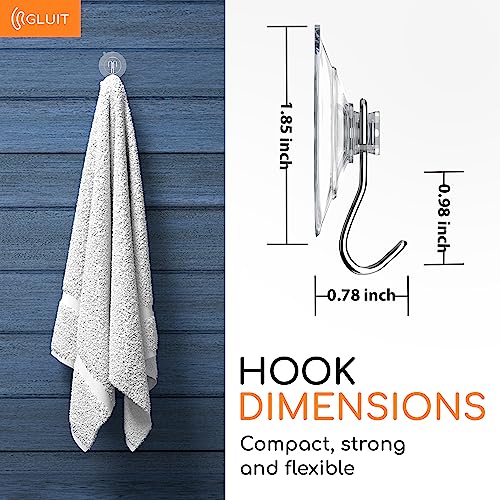 GLUIT Suction Cup Hooks - Utility Hook Wall Hangers for All Purposes Stainless Steel Removable Small Suction Cups for Kitchen Bathroom Shower Wall Window Glass Door 3 lbs (14 Suction Hooks) - size: Small, 14 pcs