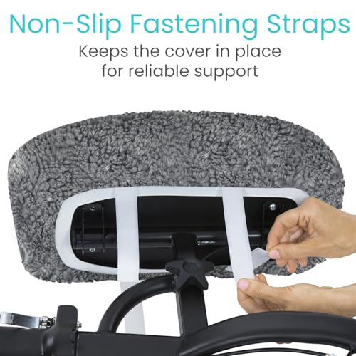 Vive Mobility Knee Scooter Pad Cover - Soft Plush Adult Sheepskin Memory Foam Cushion, Walker Accessory for Knee Roller, Padded Leg Cart Improves Comfort with Injury, Universal Fit (Gray) - color: Gray