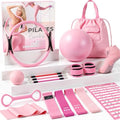 Pilates Kit, Pilates Equipment for Home Workouts, Home Pilates Essentials Kit for Women with Pilates Ring and Ball Set, Socks, Ankle Resistance Bands with Cuffs, Resistance Band and Massage Ball - color: Pink