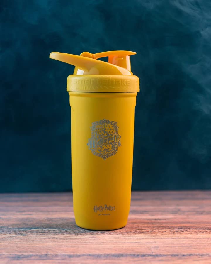 Smartshake Harry Potter Reforce Stainless Steel Protein Shaker Bottle 900 ml | 30 oz - Leakproof Screw-on Lid - BPA Free – Unisex - Non Insulated - Hufflepuffs Logo - color: Yellow