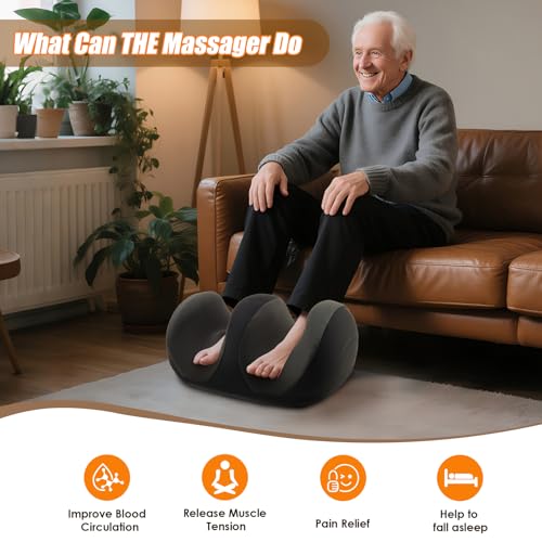 Foot Massager with Heat, Shiatsu Kneading Foot and Calf Electric Massager Machine with Roller, Massage Feet/Arm/Calf/Ankle for Relax, Plantar Fasciitis, Pain Relief, Gifts for Women & Men, Black - color: Black