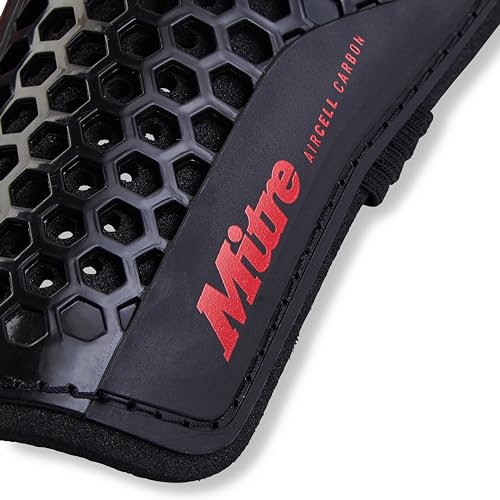 Mitre Unisex Soccer Shin Guards - color: Aircell Carbon Slip Black/Red, size: Large