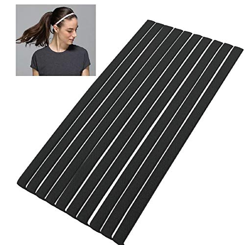 Girls Sport Headbands Non-Slip Hairband - Athletic Grip Elastic Single Skinny Sweatbands for Guide Sweat When Running Soccer Basketball Yoga Tennis Cycling 10 Pack - color: Black 10pcs
