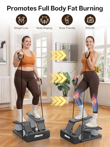 JOROTO Air Stepper Exercise Machine with LED Monitor and Resistance Bands, 300LB Capacity Stair Stepper, 5-Level Adjustable Resistance and Low-Impact Steppers for Exercise at Home
