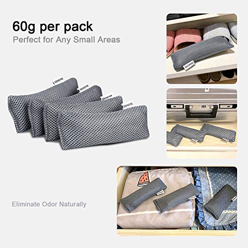 12 Pack Charcoal Shoe Deodorizer Bags inserts, Shoe Odor Eliminator,Drawer Deodorizers, Activated Charcoal Odor Absorber for Gym Bag, Car, Pet, Closet - color: Grey 12 Pack