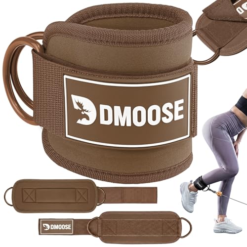 DMoose Ankle Strap for Cable Machine - One Size Fit with Premium Padding, Workout Kickback Ankle Cuffs, Ankle Bands for Working Out, Booty Workouts, Leg Extension, Hip Abductors & Lower Body Exercises - color: Cocoa Brown - Single