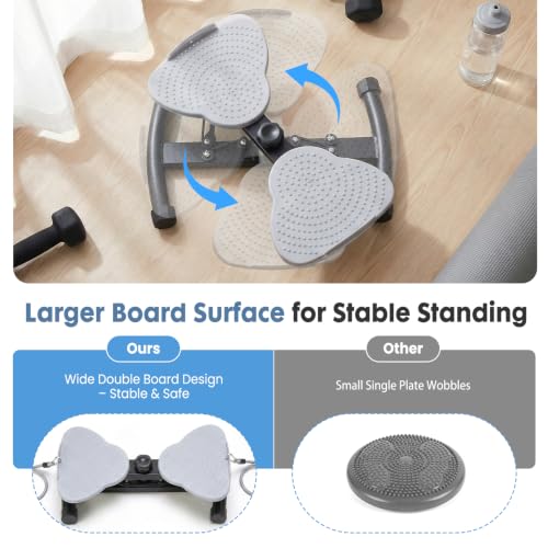DUMOS Waist Twister Machine Exercise, Ab Twister Board, 300 lbs Capacity, Noiseless Fitness Tool for Core & Belly Fat Workout, Anti-Slip Home Gym Equipment - color: Light Grey