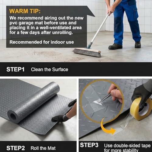 GL 2.8mm Thickened Garage Floor Mat, Custom Size Heavy Duty Parking Mat Waterproof Non-Slip Floor Protector for Car, Trailer, SUV, Basement, Gym (Gray) (1 Feet x 5 Feet) - color: Grey, size: 1FTx5FT