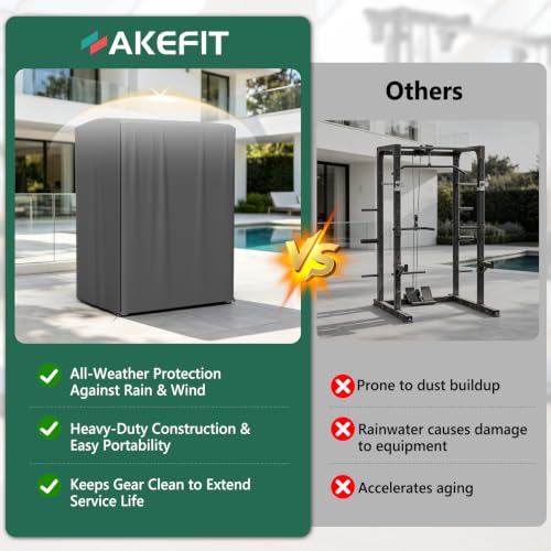AKEfit Strength Training Cover, Waterproof & Dustproof Gym Rack Cover with Zipper,Fit for Indoor and Outdoor - color: Gray, size: 69''Lx47''Wx84''H