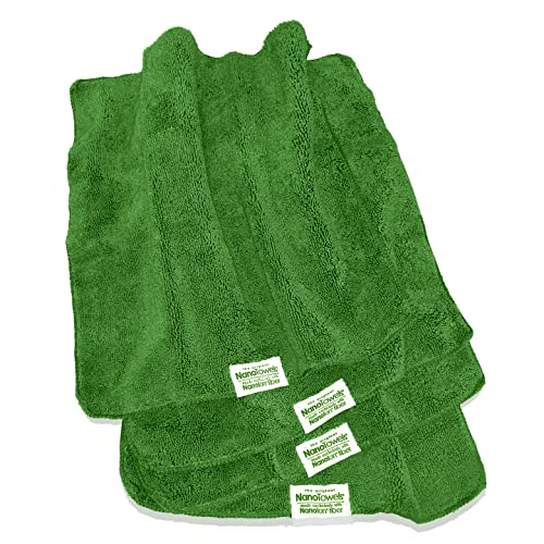 Nano Towels Cleaning Cloths - Cleans with Only Water - Wipes Away Dust, Spills & Grime Instantly Without Chemicals Paper Or Microfiber Supplies. Kitchen, Bathroom, Glass 14x14” 4-Pack Green