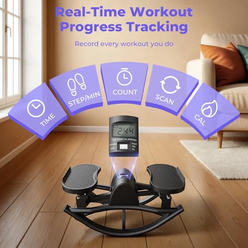 Rock Stepper, Side to Side Stepper for Exercise at Home, Low-Impact 3D Rocking Stepper Machine with Resistance Bands & Non-Slip Mat, Side Stepper for Full Body Workout, 250 LBS Capacity - color: BLACK