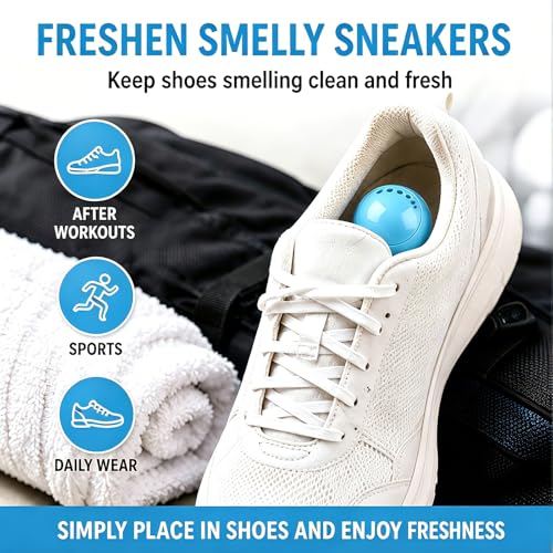 Knixmax Shoe Deodorizer Balls, Odor Eater Ball for Sneakers Boots Mules, Air Fresheners for Gym Gear Bags Lockers, Fresh Linen scent, Pack of 6, Blue - color: 3. Blue: Fresh Linen