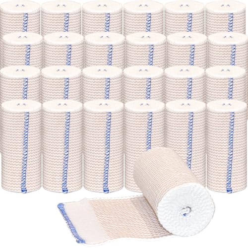 24 Pack Elastic Bandage Wrap 4” Bandage Wrap with Hook and Loop Closure on Both Ends Self Adhesive Bandage Wrap for Sports, Medical, and Injury Recovery - size: 4 Inch