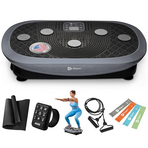 Lifepro Rumblex Plus/Pro 4D Vibration Plate Exercise Machine with 60 Speeds | 3 Motors, 7 Training Modes, Bluetooth Speaker, Wristband Remote — Vibration Plate for Lymphatic Drainage, Muscle Activation - color: Gray, size: Small