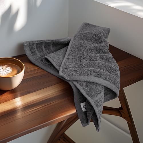 Tens Towels Pack of 6 Hand Towels, 100% Cotton, Lighter Weight, Quick to Dry, 16 x 28 Inches, Super Soft & Absorbent, Perfect for Bathroom & Kitchen, Dark Grey - color: Dark Grey