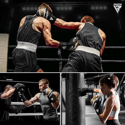 RDX Boxing Gloves EGO, Sparring Muay Thai Kickboxing MMA Heavy Training Mitts, Maya Hide Leather, Ventilated, Long Support, Punching Bag Workout Pads, Men Women Adult 8 10 12 14 16 oz - color: RED, size: 10OZ