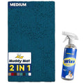 Muddy Mat 2-in-1 Set Atlantic Blue Medium(30"X19") Microfiber Non-Slip, Washable & Highly Absorbent Chenille Dog Door Mat with Wizz Stain & Odor Remover-Ultimate Pet Cleanup Combo for Pristine Homes