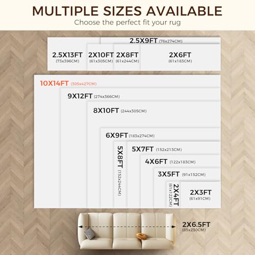BAGAIL BASICS 10 x 14 FT Rug Pad Gripper for Hardwood Floors, Non Slip Rug Pads for Area Rugs, Extra Thick Under Rug Padding, Protect Your Rugs & Floors - size: 10' x 14' (Rectangular)