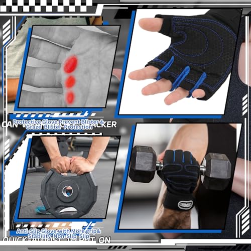 Fourluoo 3 Pairs Weight Lifting Gloves for Men Women, Gym Workout Gloves with Full Palm Protection, Breathable Anti-Slip Fitness Glove for Training, Cycling, Pull-ups, Medium - style: Cool Style