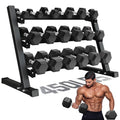Dumbbell Sets with Rack, Rubber Hex Dumbbells, 160/220/280/360/450/550LBS, Hand Weights with Chrome Handle for Strength Training - color: 450lbs with Rack