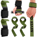 Weight Lifting Hooks & Wrist Straps Set Adjustable Wrist Wraps 2 in 1 Lifting Hooks with Anti-Slip Grip for Weightlifting, Deadlifts, Powerlifting, Gym Straps for Men and Women - color: Green