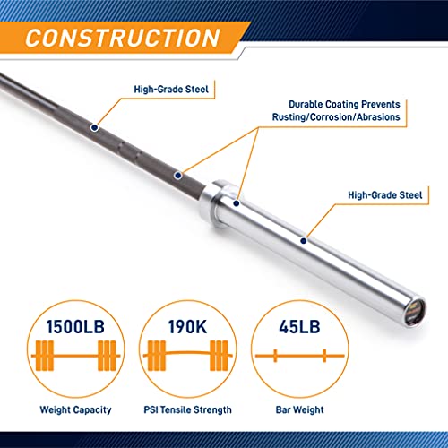Steelbody IWF Standard 20kg and 15kg Olympic Weight Barbell Multiple Colors Available - color: 7ft 20kg Black/Chrome