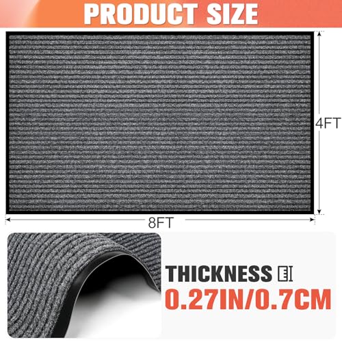 MYFAMIREA Commercial Floor Mat 4' x 8' Extra Large Front Door Industrial Rug Heavy Duty Brush Step Entrance Mat Weather Utility Rug with Non Slip Rubber Backing Low Profile for Entryway, Charcoal Grey - size: 4 x 8 Feet