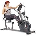 Sunny Health & Fitness Smart Recumbent Bike, Full-Body Home Training with Arm/Leg Exercisers, Indoor Cycling Workout Machine Plus Adjustable Seat & Bulit-in Pulse Sensors, Free SunnyFit App Connection - style: Magnetic