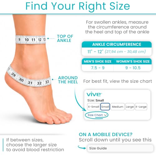 Vive Lace Up Ankle Brace for Women & Men - Compression Sleeve for Achilles Tendonitis, Sprains - Foot Support for Plantar Fasciitis - Adjustable Wrap (Small) - size: Small