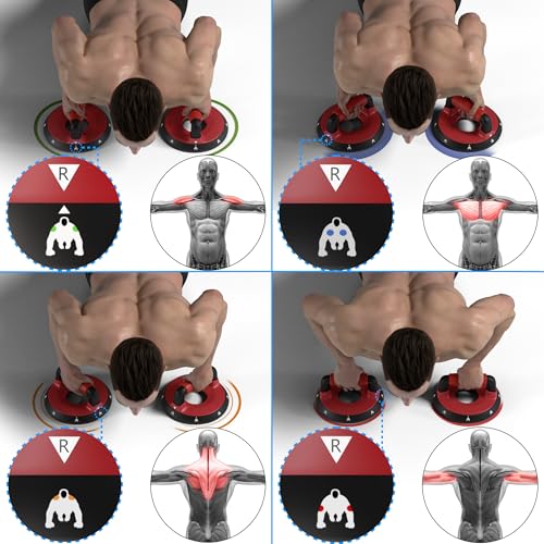 READAEER Push Up Bars, Rotating Handle Design with Bearings for Smooth, Effortless for a Wider Range of Motion, Handle Rotation, Wide Grips with Non-Slip Rubber Pads for Comfort Exercise - color: Red