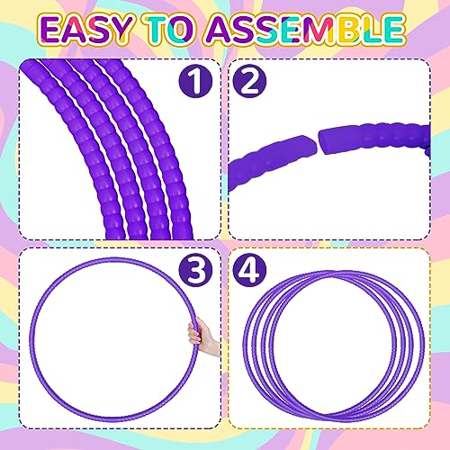 Shappy 6 Pcs Exercise Hoop Detachable Adjustable Plastic Toy Playground Toys Colored Hoop Circles for Teens Games Gymnastics Dog Agility Equipment Party Decor - color: Purple, size: 26 Inch