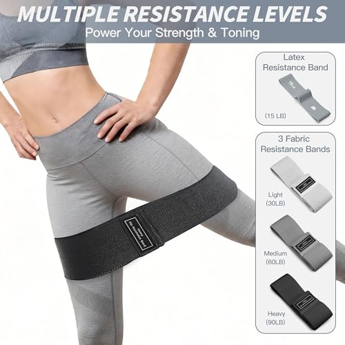 NANATI Pilates Kit, Home Pilates Workout Kit for Women, Pilates Equipment with 14.5" Pilates Ring and Ball, Resistance Bands, Ankle Weights, Sliders & Grip Socks for Home Workouts - color: Grey