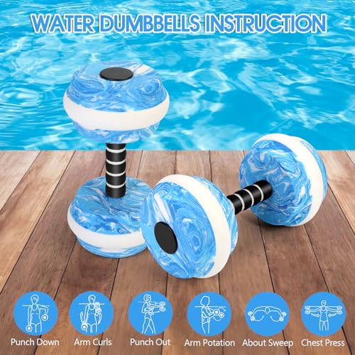 Aquatic Exercise Dumbbells, 2PCS Water Weights for Pool Exercise, Water Aerobics Equipment, High-Density EVA-Foam Pool Weights Dumbbells for Weight Loss, Pool Fitness, Water Exercise - color: Blue