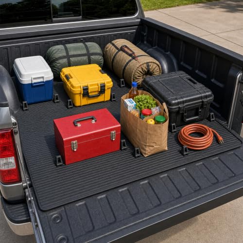Truck Bed Organizer Slide Out Mat, Pickup Truck Bed Divider and Cargo Control Mat, Truck Bed Accessories for Tools, Groceries, Camping Gear and Outdoor Equipment