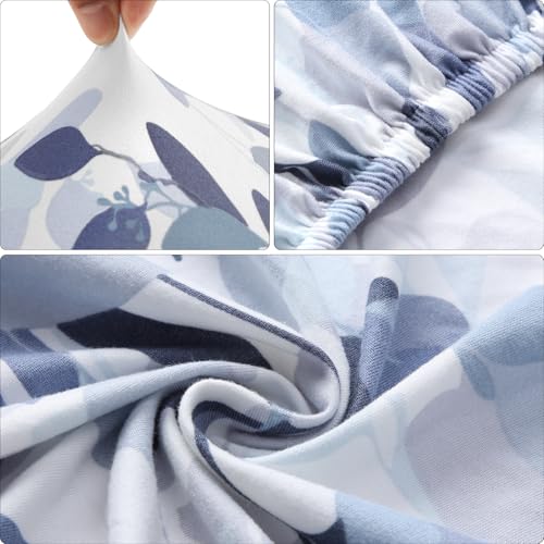 Fuloon Stretch Bench Cover, Anti-Dust Removable Dining Bench Slipcover Washable Seat Cushion Protector for Bedroom, Kitchen, Hotel, Banquet, Grey Blue Flower - color: Flower Grey Blue