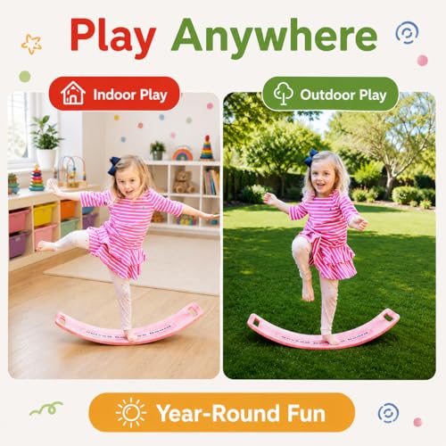 Platports Sensory Balance Board for Kids – ADHD Focus, Calm & Motor Skill Development | Indoor Montessori Play | Durable Non-Wood Wobble Board