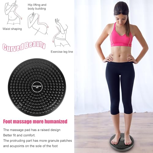 H H&J HUAJIAN Waist Whisper Disc,Body Twister Waist Twister Body Shaping Rotating Board for Women's Twisting Sports Equipment Aerobic Exercise Foot Massage - color: Black