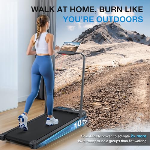 WELLFIT Folding Treadmill for Home, Walking Pad with Incline and Handle Bar | 320+lbs Capacity,Under Desk Treadmill for Home Small Office,Low Noise Treadmills with Smart Voice Control for Jogging Running