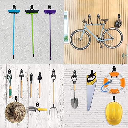 HUPBIPY 12 Pack Garage Hooks Heavy Duty, Wall Mount Ladder Hooks | Storage Organizer With a non-slip coating for Hanging Bicycles Garden Tools Ladders Hoses Ropes and Loose Items(Black) - color: 12 Pack Black