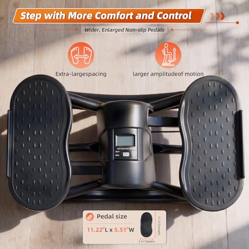 Rocking Stepper Side-to-Side, Low-Impact Lateral Stepper with Resistance and Widened Pedals, 250 lb Capacity Quiet Exercise Stepper with LCD Monitor, Bands and Anti-Slip Mat for Women’s Home Workout
