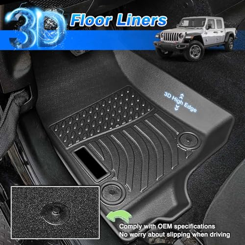 Vehicle Specific Fit Floor Mats for Jeep Gladiator JT 2020-2026 4-Door, All Weather Floor Liners for Gladiator Accessories, Heavy Duty Car Floor Mat - size: 2)Jeep Gladiator【2020-2025】