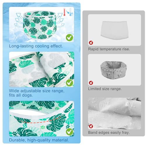 BEAUTYZOO Dog Cooling Bandana for Medium Large Dogs, 2 Pack Instant Cooling Bandanas Breathable Cooling Ice Towel Neck Wraps, Pet Scarf Keep Dogs Cool in Hot Summer,Leaf S - color: Leaf + Ripple Green, size: Small(Neck Girth:9-15in)