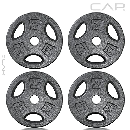 CAP Barbell Standard 1-Inch Grip Weight Plates - color: Black, size: 7.5 lbs Plate Pack (x4)