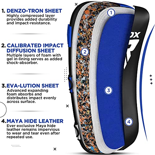 RDX Muay Thai Pad for Training, Curved Kickboxing Kicking Strike Shield, Coaching Kick Boxing, MMA, Martial Arts, Karate, Taekwondo, Punching, Foot, Knee and Elbow Target - color: Blue