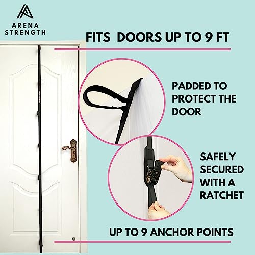 Arena Strength Multi Loop Door Anchor Strap for Resistance Bands - Fits Up to 9 ft Doors - Heavy Duty - Easy to Install - Full Body Home Workouts